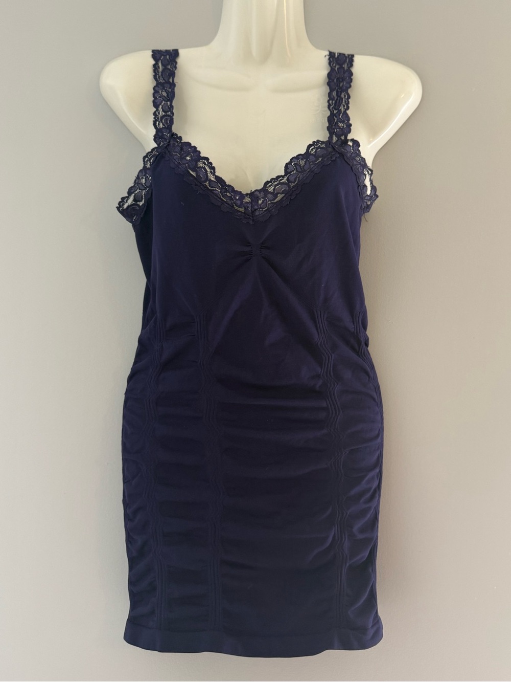 Kismet Dark Purple Lace Strap Ruched Tank Top